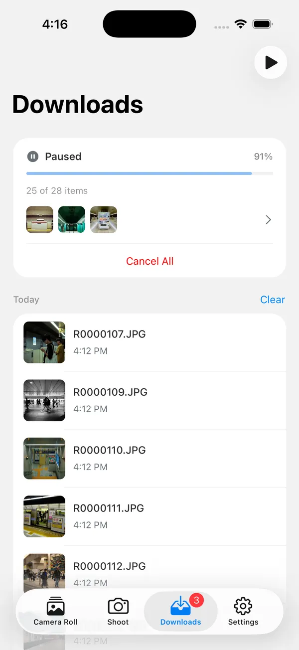Download queue with progress